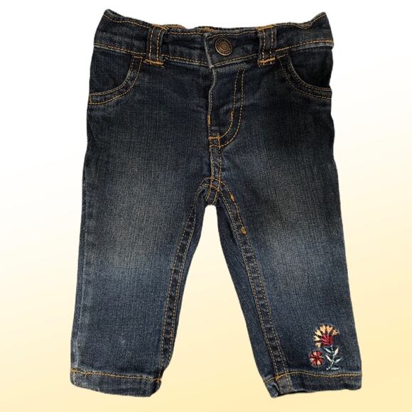 Carter’s Baby Denim Jeans with Flower Accent, 3 months () - Picture 1 of 5